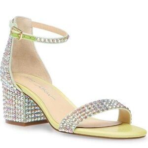 Betsey Johnson Green Heels with Silver Rhinestones SB Mari Size 7